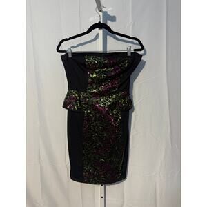 Black and Sequined Strapless Dress Size M